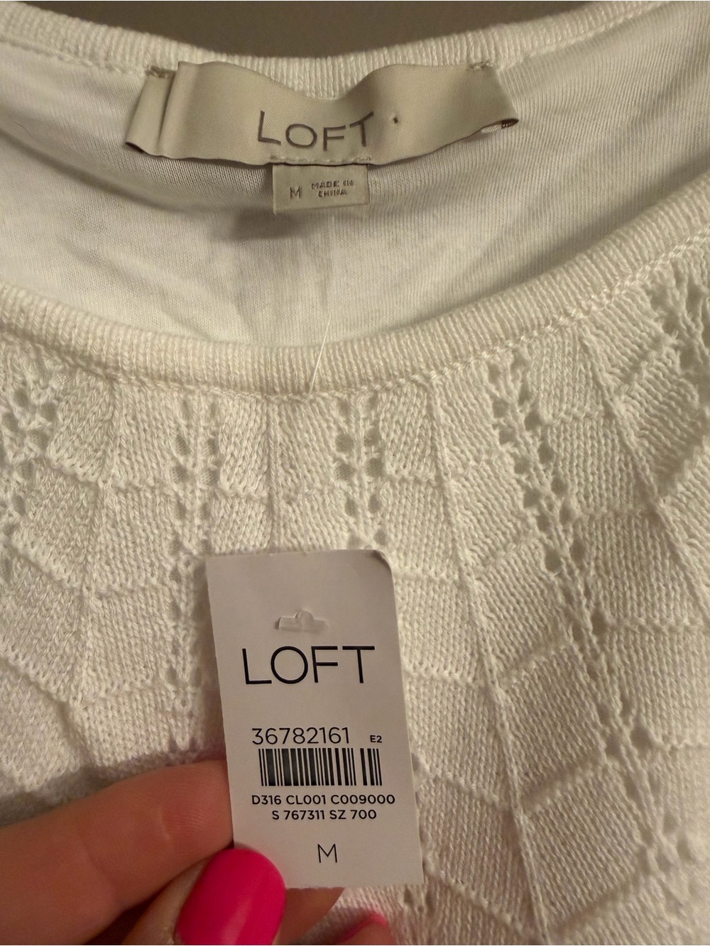 NWT LOFT White Pointelle Knit Halter Swing Dress Size M - Picture 3 of 5
